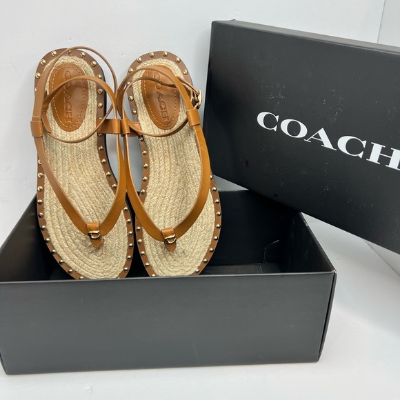 COACH LADIES SANDALS, “GRACEY LEATHER,” “PENNY COLOR” (camel) SIZE 9.5 - Picture 14 of 16